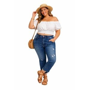 BUCKLE Flying Monkey Distressed Flare Crop Jeans